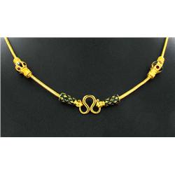 22k Gold Vermeil & Blue Enamel Necklace 16" (JEW-1994)