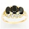 2.35Ct Huge Black Sapphire & Diamond 9K Gold Ring (JEW-9146X)