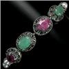 127.3ct Emerald-Ruby-Pearl Sterling Bracelet (JEW-2156)