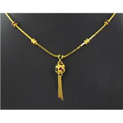 22k Gold Vermeil & Blue Enamel Necklace 16" (JEW-2140)