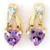 0.68Ct Heart Amethyst & Diamond Earrings 9K Gold (JEW-9143X)