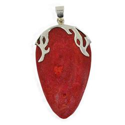 Sterling Red Coral Pendant (JEW-1938)