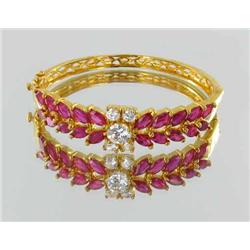 90ctw Lab Diamond/Ruby 22k Gold Vermeil Bracelet (JEW-2069)