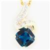 2.48ct Huge London Blue Topaz & Diamond 9K Gold Pendant  (JEW-1452)