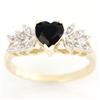 0.92Ct Heart Black Sapphire & 12 Diamond 9K Gold Ring (JEW-9183X)