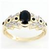 1.68Ct Black Sapphire & 20 Diamond 9K Gold Ring (JEW-9011X)
