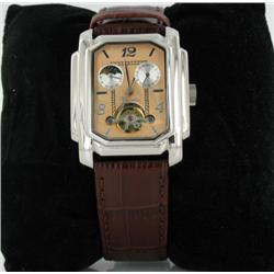 New Rousseau Mens Stainless Moon Phase Sport Watch Ret $1895 (WAT-153)