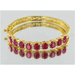 65ctw Lab Diamond/Ruby 22k Gold Vermeil Bracelet (JEW-2082)
