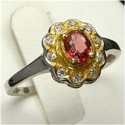 8ctw Orange Pink Spinel Ring Gold Vermeil Size 7 (JEW-2032)