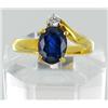 1.3ctw Blue Ceylon Sapphire/Diamond 18k Gold Ring (JEW-1903)