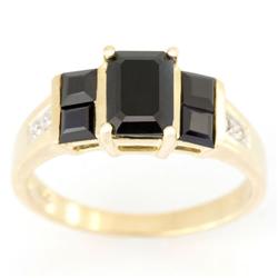 1.84Ct Black Sapphire & Diamond Ring 9K Gold (JEW-9153X)