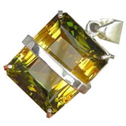 80.3ct Sterling Pendant Emerald Green & Yellow Citrine (JEW-1638)