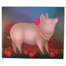 Igor Galanin, Pig with Bow, Serigraph 