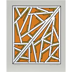 Nicholas Krushenick, Orange and Silver Abstract, Serigraph