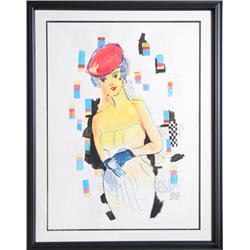 Wayne Ensrud, Portrait of Woman in Hat, Watercolor