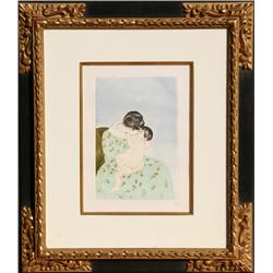 Mary Cassatt, Mother's Kiss, Soft Ground Etching and Aquatint 