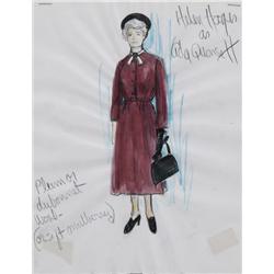 Edith Head, Helen Hayes as Ada Quonsett, Color Pencil Drawing