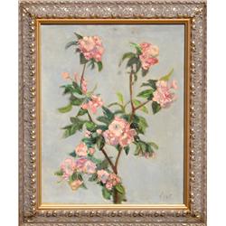 Adela Smith Lintelmann, Pink Flowers, Oil Painting