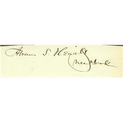 Autograph Of New York City Mayor Abram Hewitt