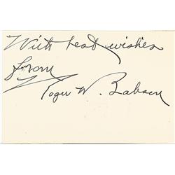 The Signature Of Famed Economist Roger Babson