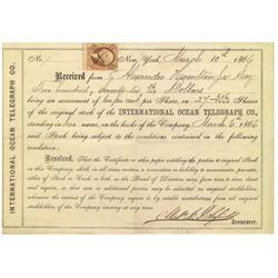 International Ocean Telegraph Co. Receipt From Alexander Hamilton, Jr.