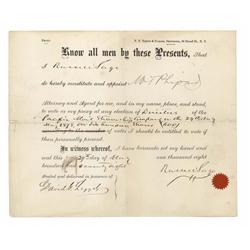 Stock Proxy For Pacific Mail Steamship Company  Signed By Russell Sage