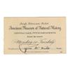 Image 1 : American Museum Of Natural History Admission Card Signed By Cyrus W. Field