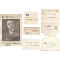 LOT OF 8 POLITICAL FIGURES’ AUTOGRAPHS