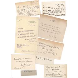 LOT OF 10 LITERARY FIGURES’ AUTOGRAPHS