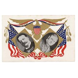 A Highly Colorful Taft And Sherman Embossed Political Postcard