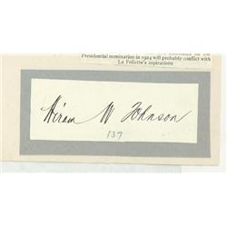 California Senator Hiram Johnson Signature