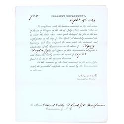 Treasury Secretary Walter Forward Signs A Treasury Document