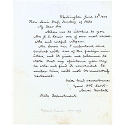 Als Signed By Amos Kendall To Lewis Cass
