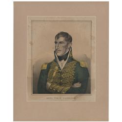 Kellogg Hand Colored Print Of William Henry Harrison