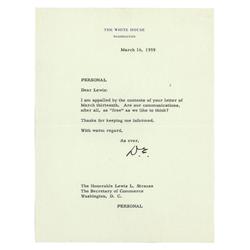 Eisenhower Writes To Commerce Secretary Lewis L. Strauss