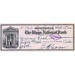 Civil War General Eugene Carr Handwrites And Signs A Check