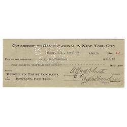 Alfred Smith Signs A Check As New York Governor