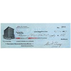 George Getty, Father Of J. Paul, Signs A Check