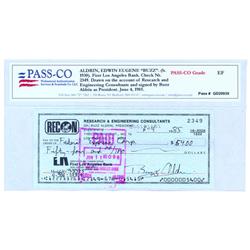 Apollo 11 Moonwalker Buzz Aldrin Signed Check With A Moon Logo