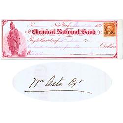 A Check Signed By Caroline And William Astor