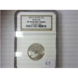 2003-S Silver Missouri Quarter NGC PF70 Ultrra Cam