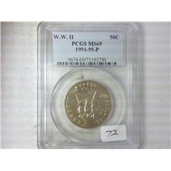 1991-95-P WWII Commem. Half PCGS MS69
