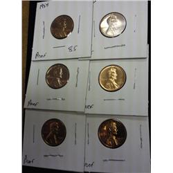 1958, 62, 63, 64, 69-S & 70-S Lincoln Cents, Proof