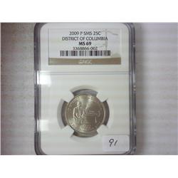 2009-P SMS District Of Columbia Quarter NGC MS69