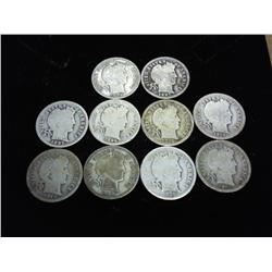 10 Assorted Barber Dimes