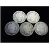 Image 1 : Five Assorted Barber Dimes