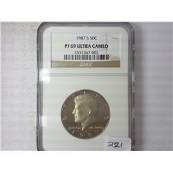 1987-S Kennedy Half NGC PF69 Ultra Cameo
