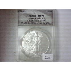 2009 American Silver Eagle ANACS MS70