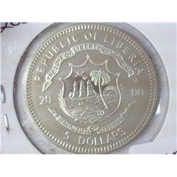 2000 Republic Of Liberia Pearl Harbour $5 Proof