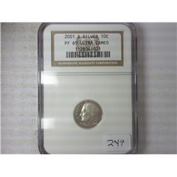2001-S Silver Roosevelt NGC PF69 Ultra Cameo